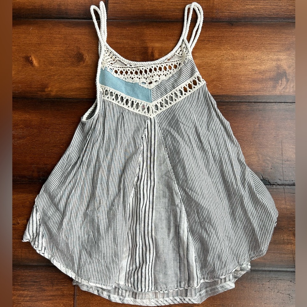 Free People coastal cami with crochet and top details. Size XS.